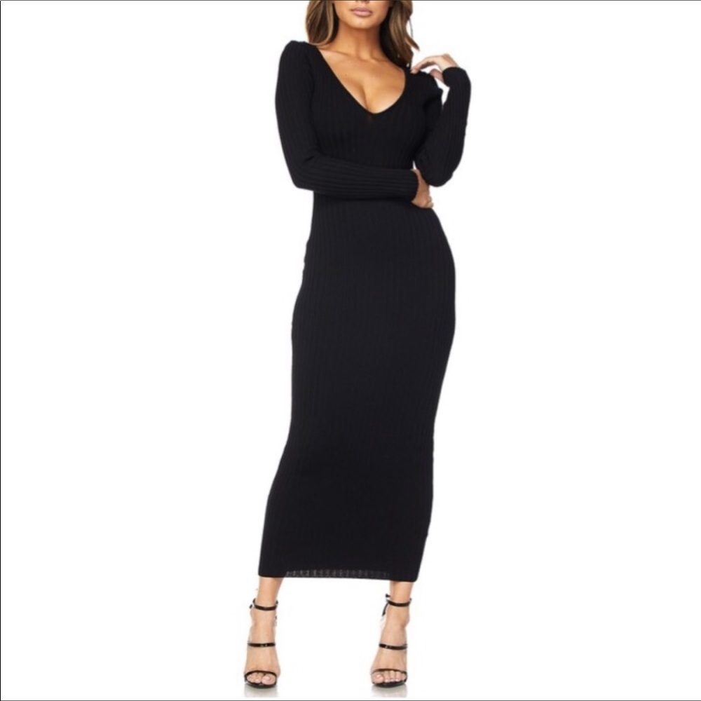 💐NWT Super Chic Black BodyCon Maxi - Picture 4 of 8